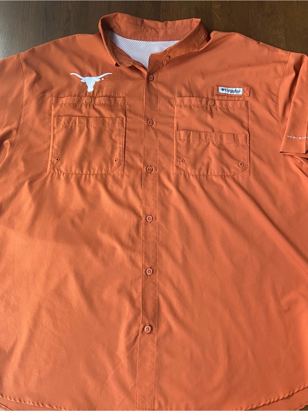 Columbia PFG Tamiami II Mens XL Orange UT Longhorns Fishing Shirt Short Sleeve - Picture 2 of 9
